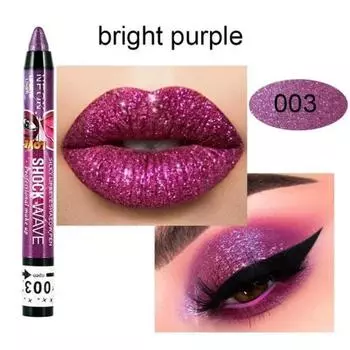 Тени для век 2 в 1 Водостойкие тени-карандаш для век Smudge-Unduck Stick Lip Makeup Glitter Shimmer Long-Lasting Lipstick, 03 003, 1 шт.