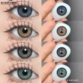 Eyeshare Абсолютно новые цветные контактные линзы, синие газовые линзы, коричневые натуральные бьюти-линзы, зеленые контактные линзы 1 пара 0
