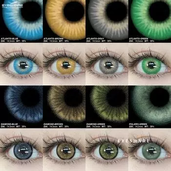 Eyeshare Цветные контактные линзы Яркие синие контактные линзы Зеленые модные изысканные цветные линзы Красные цветные линзы для макияжа 1 пара
