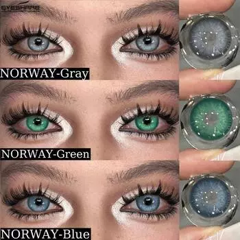 Eyeshare Norway натуральные зеленые контактные линзы для глаз 14,5 мм ежегодные контактные линзы для глаз 2 шт.