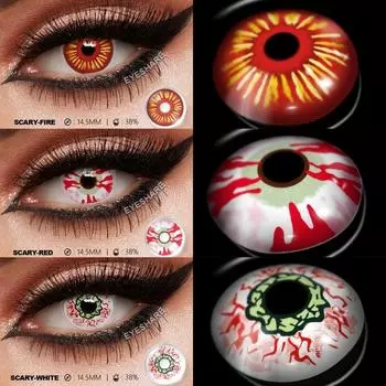 Eyeshare Сумасшедшие красные контактные линзы для Хэллоуина Косплей Ежегодное использование Красота для студентов