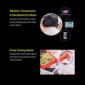 EZ Share SD-карта Беспроводная WiFi Share Card Флэш-карта класса 10 32 ГБ Замена для