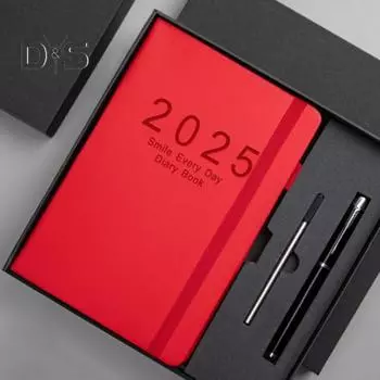 Ежедневник 2025 г. Одна страница в день Янв-Дек A5 Ежедневник 2025 Ежедневник Ежемесячные вкладки Твердый переплет 2025 Почасовая книга встреч красный