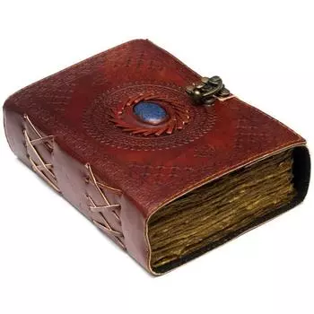 Ежедневник премиум-класса из кожи с камнем, А5, нелинейный, 200 страниц (коричневый) 7 X 5 коричневый