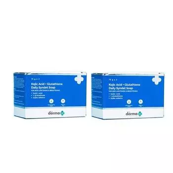 Ежедневное мыло Derma Co Kojic Acid + Glutathione Syndet с койевой кислотой, L-глутатионом и альфа-арбутином для осветления и придания яркости коже - упаковка из 2 шт.