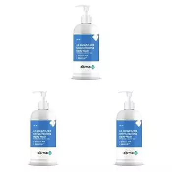 Ежедневный отшелушивающий гель для душа Derma Co 1% Salicylic Acid с салициловой кислотой, гликолевой кислотой и PENTAVITIN® - 250 мл | (Пакет из 3)