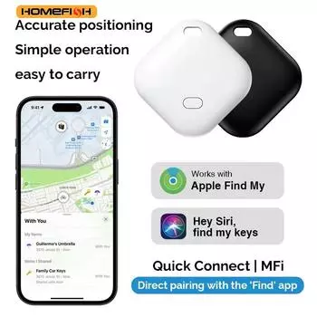 F2 Smart Bluetooth GPS Tracker работает с Find My APP ITag Устройство напоминания о потере MFI Locator Ключи от машины Pet Kids Finder чёрный