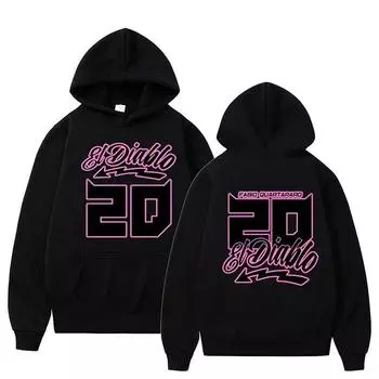 Fabio Quartararo Hoodie Unisex Long Sleeve Double-sided Letter Hooded Sweatshirts Vintage Hip Hop Fleece Tracksuit Streetwear L