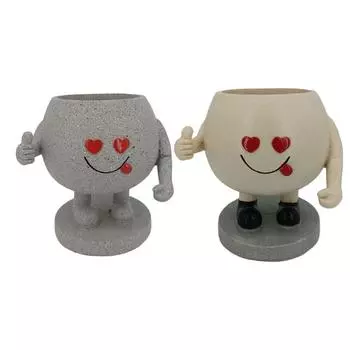 Face Planters Pots Resin Face Vase Succulent Head Planter Pots Face Flower Pots Containers for Indoor Plant X3UC