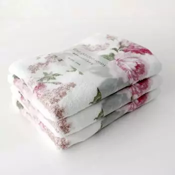 Face Towel Set of 3 Gloria Rose Pattern Thread Towel Made in Japan Non-twisted