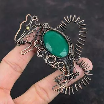 Faceted Zambian Emerald Pendant Copper Wire Wrapped Pendant Gemstone Pendant Copper Wire Wrap Rabbit Jewelry Handmade Pendant Wedding Gifts