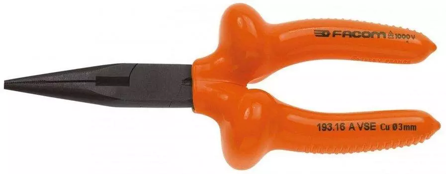 FACOM Insulated Tool Long Half Round Nose Pliers 170mm 193.16AVSE
