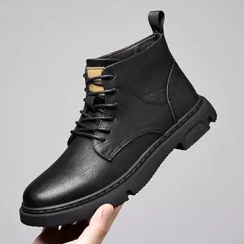 Factory direct sales 2025 autumn and winter new men s Martin boots versatile trend casual short boots British style men s boots 38 чёрный