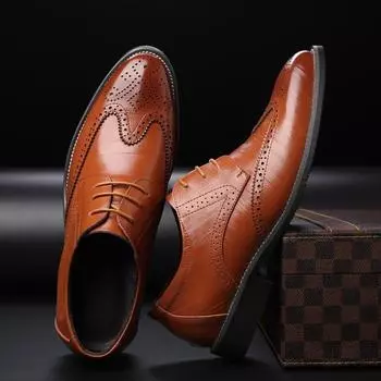 Factory new extra large size men s shoes casual brock single shoes lace-up men s shoes foreign trade shoes men s single shoes 38 чёрный