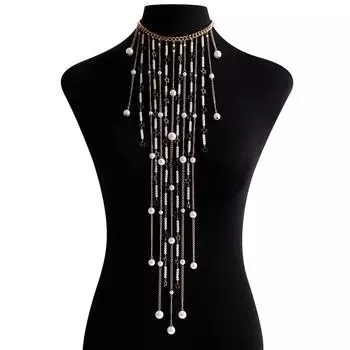 Fairy Imitation Pearl Fringed Body Chain Accessory Chain, Exaggerated Cos Cosplay Uniform Necklace Babes золотой