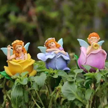 Fairy Plant Pot Stakes, Set of 3 Fairy Garden Stakes for Plants, Outdoor Lawn and Yard Decorations, Multicolor, Resin разноцветный