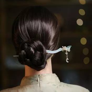 Fairy Tale TV Drama Same Style Crescent Moon Hairpin Women Hair Accessories Fritillaria Hair Stick белый
