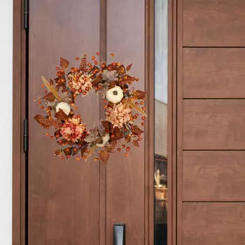 Fall Flower Wreath,Artificial Wreath ,Hydrangea Window Wall Door, Decor Harvest Festival