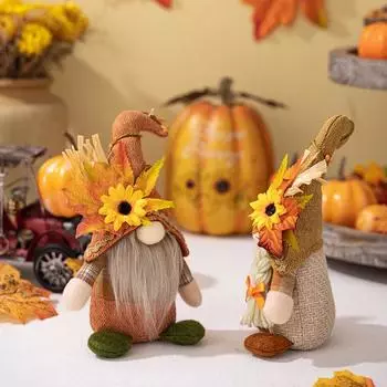Fall Gnome Maple Leaf Sunflower Plush Faceless Doll Dwarf Decorations For Christmas Autumn Thanksgiving Decor Gifts B