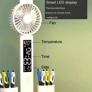 Fan Clock Desk Lamp LED Foldable Both End with Fan Smart Display Clock USB Rechargeable Desk Lamp Learning and Reading Desk Lamp