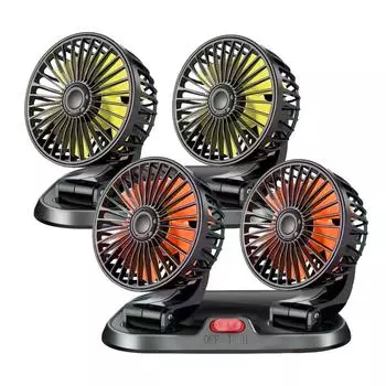 Fan For Car Dual Head 12V/24V Car Cooling Fan USB Dashboard Fan 360 Degrees Rotatable Truck Fan Car Interior Accessories Fits