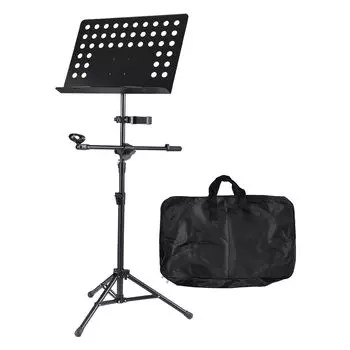 fangzi 3-in-1 Professional Portable Music Stand with Detachable Microphone Stand and Phone Holder, Metal Tripod with Adjustable Height for Piano,