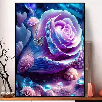 Фэнтезийный пейзаж 5D алмазная живопись ракушка пляжный пейзаж Алмазная мозаика мечта цветок вышивка полная дрель вышивка крестом S438 Full Round 30x45CM