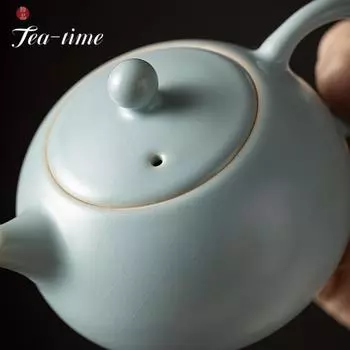 Фарфоровый чайник ручной работы Azure Ru Kiln, 180 мл, горшок Zen Xishi, бытовой чайник для заваривания чая с заваркой, коллекция китайского чайного сервиза 12.2x7.5cm 180ml