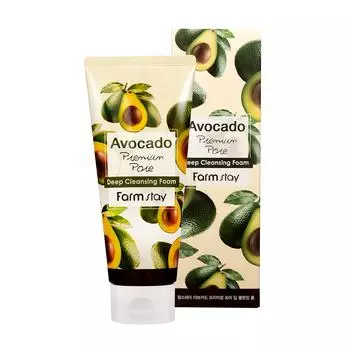 FARM STAY Avocado Premium Pore Deep Cleansing Foam 180ml - пенка для умывания для глубокого очищения пор 1pcs