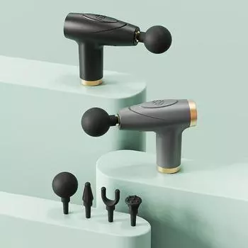 Fascia Grab Home Портативный мышечный релаксант Зарядный мини-массажер Мини-4-головочный мини-пистолет для фасции Многоступенчатый массажный пистолет для расслабления мышц Type C Charge серый