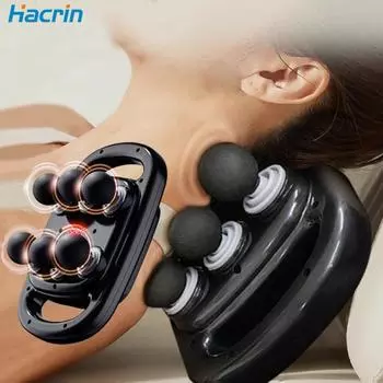 Fascia Gun, мышечный массажер, пистолет с шестью головками, высокочастотный массажер для шеи и талии, профессиональный массажер для шеи и плеч B чёрный