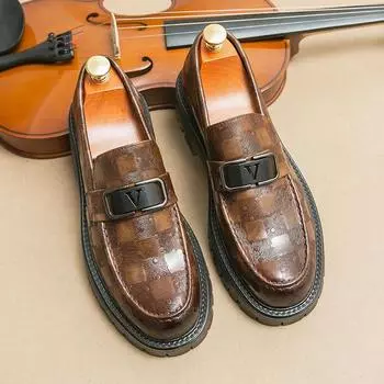 Fashion2024 Дизайнерские брендовые мужские туфли с низким верхом Толстая подошва Модные мужские туфли-броги Остроносые повседневные рабочие туфли Износостойкие 38 чёрный