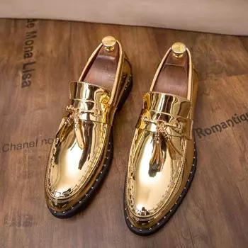 Fashion2024 Formal Shoes Men Dress Business Shoes Male Oxfords Party Wedding Casual Men s Flats Chaussure Big Size38-46 Hip Hop Shiny 38 чёрный