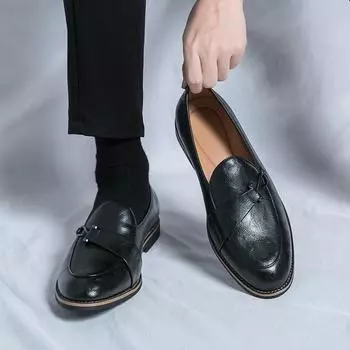 Fashion2024 Модные пэчворк-монки с ремешком для мужчин Повседневные Оксфордские туфли для джентльменов Формальные свадебные выпускные платья Homecoming Zapatillas Hombre 38 чёрный