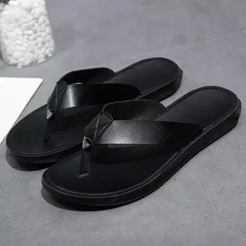 Fashion2024 Новые итальянские кожаные шлепанцы для мужчин Крутая пляжная летняя обувь Тапочки для гостиниц Мужские большие размеры 47 Легкие туфли на плоской подошве Роскошная мужская обувь 38 чёрный