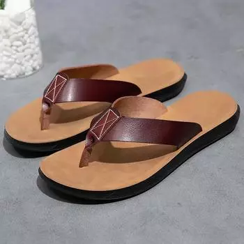 Fashion2024 Новые итальянские кожаные шлепанцы для мужчин, классные пляжные летние новые тапочки для мужчин, большие размеры 38-47, легкие туфли на плоской подошве, роскошная мужская обувь 38 чёрный