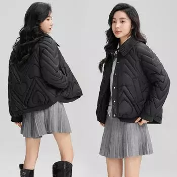 FASHION 2024 autumn and winter new baseball jersey short loose lapel small light down cotton clothing women s fashion Clothes M