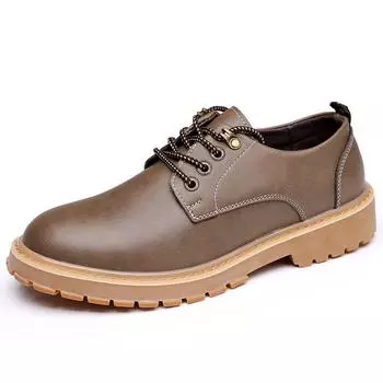 Fashion 2024 Autumn Winter New Designer Platform Shoes Men Big Head Cow Leather Work Shoe Male Beef Tendon British Vintage Men s Shoes 37