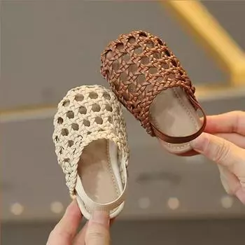Fashion 2024 Baby Sports Shoes Toddler Sandals Flat Heel Boys Walking Shoes Kids Girl Garden Sandals Birthday Party Beach Shoes 18 insole13CM коричневый