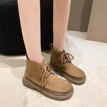 fashion 2024 High Quality Ladies Shoes Front Lace-up Women s Boots Fashion Round Toe Modern Boots Women New Plus Size Solid Ankle Boots 35