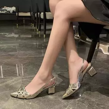 Fashion 2024 Ladies Shoes Hot Sale Buckle Strap Women s Sandals Fashion Shallow Mouth Office and Career Sexy Pointed Toe Toe Cap Sandals 40