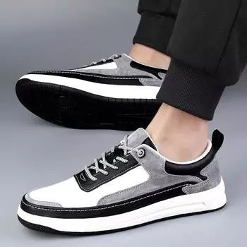 Fashion 2024 Men First Layer Cowhide Fashion Casual Shoes Male Genuine Leather Outdoor Loafer Moccasins Breathable Leisure Driving Shoe 38 чёрный