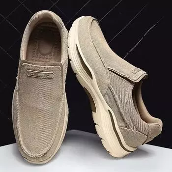 Fashion 2024 Men Shoes Comfortable Canvas Shoes Breathable Loafers For Men Slip On Walking Sneakers 41 хаки