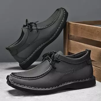 Fashion 2024 New Arrival Male Comfortable Casual Shoe for Men Elevator Business Shoes All-match Men s Classic Casual Leather Ankle Boots 38 коричневый