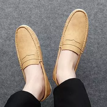 Fashion 2024 New Arrival Outdoor Men s Walking Shoes Genuine Leather Fashion Mens Soft Loafers Lightweight Male Comfortable Casual Shoe 38 коричневый