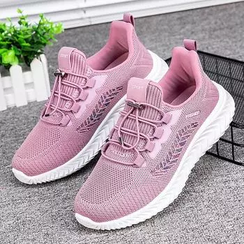 fashion 2024 New Fashion Autumn Winter Women s Shoes Sports Casual Shoes Flying Woven Mesh Flat Bottom Lace-up Sneakers Free Shipping 36