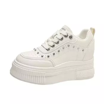 Fashion 2024 New Korean Version High Female Shoes Spring White Thick Bottom Casual Fashion Shoe Sneakers for Women Round Toe Size 40 35 белый