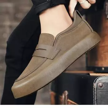 Fashion 2024 New Men s Shoes Comfortable Flat Shoes Breathable Loafers Men s Walking Sports Sneakers Fashion Simple Casual Driving Shoes 39 хаки
