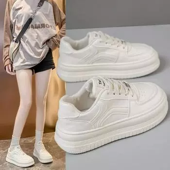 Fashion 2024 New Spring and Autumn Casual Flat Bottom Increased Cross Strap Women s Sports Shoes Non-slip Comfortable Running Shoes 35 бежевый