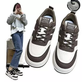 Fashion 2024 New Spring Platform Flat with Womens Sneakers Leather Lace-up Casual Comfortable Ladies Vulcanized Shoes Zapatitllas Mujer 35
